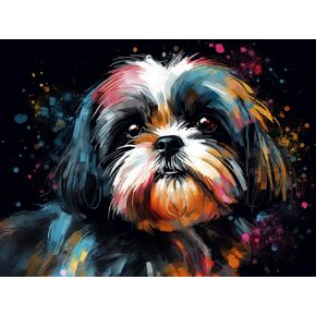 Generic Diamond Art Painting Shih Tzu Dog Paint Cute Dog Puppy(2) Kit for Adults Diamond Art Painting by Number Kits Gem Art Wall Home Decor(Canvas 11.8 x15.8inch)