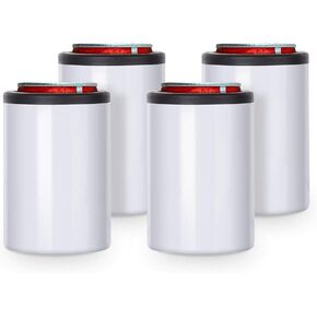 PYD Life 8 Pack 12oz Sublimation Slim Skinny Stainless Steel White Can Cooler,Sublimation Skinny Can Cooler,Sublimation Tumbler,Beer Can Cooler,Beer Holder,Vinly Gifts