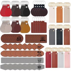 Ecation 150 Pcs Lasable Engravable Blanks 60 Leather Hat Patches 90 PU Leather Key Fob Kit Laser Blanks Keychain Leather for DIY Custom Laser Engraving Craft Gifts Sublimation Hats Jackets Backpacks
