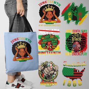 Juneteenth Iron on Transfer Black Women Iron on Decals T-Shirt Iron on Patches Heat Transfer Stickers Crown Letter Design Thermal Transfer Applique Costume DIY Decorations Supplies for Women 6PCS
