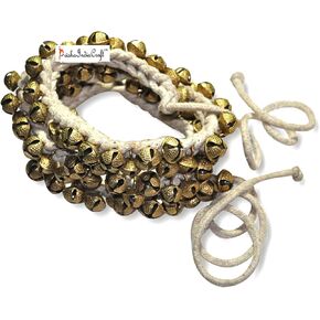 Prisha India Craft ® Kathak Ghungroo Pair, (75+75) (12 No. Ghungroo) Bells Tied with Cotton Cord Indian Classical Dancers Anklet Musical Instrument