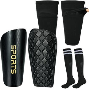 Soccer Shin Guards for Kids Youth, Protective Soccer Shin Pads & Sleeves with Optimized Insert Pocket & Long Soccer Socks for Children Teens Boys Girls