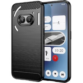 Compatible with Nothing Phone 2A Case, Soft TPU Bumper Flexible [Shock Absorption] [Carbon Fiber Texture] Protective Cover for Nothing Phone 2A (2024), Black