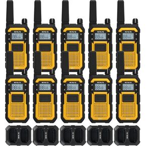 Retevis RB48 Heavy Duty Waterproof Walkie Talkies, Long Range Rechargeable Two Way Radios, Advanced Triple Proof, Vibration Reminder, for Warehousing Construction Contractor(10 Pack)