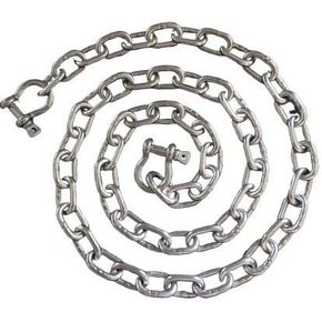 US STAINLESS 3/16" (5mm) AISI 316 Stainless Steel Anchor Chain with 1/4" (6mm) Shackles (3/16" (5mm) x 4')