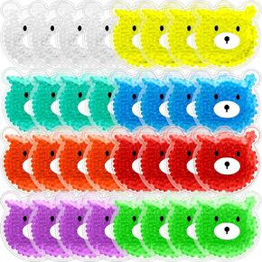 32 Pieces Boo Boo Ice Packs Reusable for Injuries Hot and Cold Ice Packs with Fun Bear Ice Packs for Injuries Wisdom Teeth Colic Pain Fever Headaches, 8 Colors