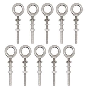M4 Eye Bolt, 304 Stainless Steel Eye Bolts with Nuts and Washers Screw in Lifting Eye Hooks (10 pcs)