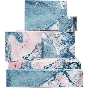 CENTRAL 23 - Marble Wrapping Paper - 6 Sheets of Pink and Blue Gift Wrap - For Women Girls Teenagers - Recyclable