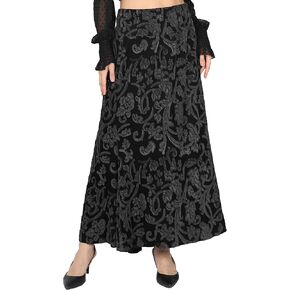 BENANCY Women's High Waist Pleated Shiny Velvet Plus Size Skirt with Pockets