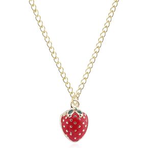 Red Dripping Oil Cute Strawberry Earrings Necklace Sweet Small Fresh Fruit Strawberry Pendant Necklace for Women
