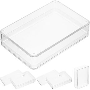 Toyvian Clear Acrylic Poker Box: 4pcs Playing Card Boxes Plastic Gaming Holder Photo Storage Containers Card Storage Organizer Deck Storage for Bank Cards Business Cards