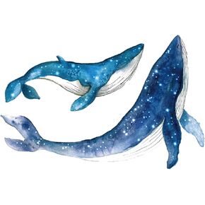 Under The Sea Whales Wall Stickers Ocean Wall Decals Removable Waterproof Peel and Stick Ocean Fish Wall Decals Vinyl Art Ocean Wall Decals for Kids Baby Bedroom Bathroom Living Room