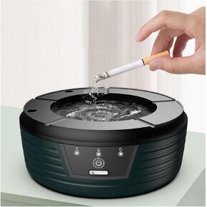 Multifunctional Circulating Flushing Ashtray Indoor Outdoor Ashtray Desktop USB Rechargeable Electric Ashtray for Home Office (Needs to Add Water) (White)