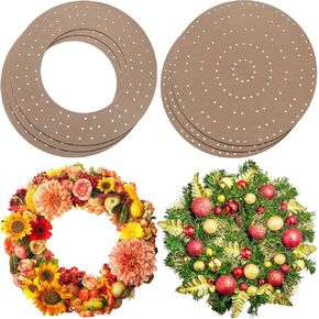 6 Pcs Round Wreath Boards with Holes Wooden Summer Wreath Flower Boards Wood Ring Wreath Frame Supplies with 100 Nylon Cable Ties for DIY Crafts, Fall, Holiday Wedding Home Decor