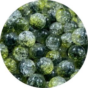 200pcs Crackle Acrylic Beads 10mm Round Crystal Acrylic Craft Beads for Jewelry Making DIY Bracelet Necklace Handmade Craft Decoration(Black-Red)
