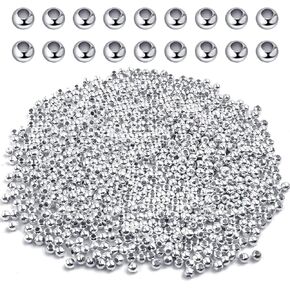 Aylifu Crimp Beads 3mm, 1000 Pieces Stopper Beads Metal Bead Spacers for DIY Bracelet Jewelry Making, Silver