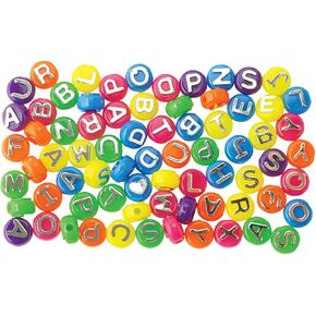 The Beadery Alphabet Beads 10mm-Neon, Multi/Black, 360 Count