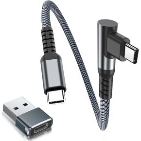 Basesailor USB C to Type C 100W Cable 6.6FT with USB Adapter,90 Degree Fast Charging PD Charger Cord for MacBook Pro Mac,iPad 10 Air 5 Mini 6,Pixel,Steam Deck,Samsung Galaxy Tab S9,Note 20,S23 S21 S22