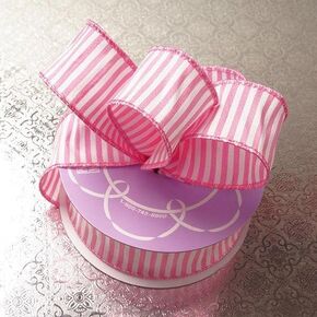 1 1/2" X 10 Yards Pink Striped Wired Ribbon