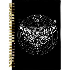 Knibeo Moth Gothic Notebook Journal, Moon Journal, Witch Journal, Witchy Notebook, Witchy Gifts for Women, Moth Dead Head Spiral Journal Notebook 5.5x8.3