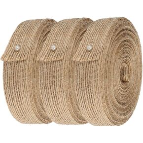 3 Rolls of Natural Burlap Fabric Ribbon for Wedding Events Party Gift Wrapping,Christmas Home Decorations,11 Yards Each Roll, 1.5 Inch Wide