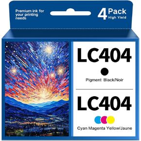 LC404 Ink Cartridges for Brother Printer MFC-J1205W MFC-J1215W MFC-J1205W XL Ink LC404 4PK Compatible with Brother LC404 Ink Cartridge High Yield (4 Pack, Black Cyan Magenta Yellow)