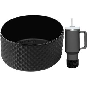 Black studded surface boot sleeve for Stanley Quencher 40oz 30oz Stanley Tumbler with Handle, for IceFlow 20oz 30oz, Protective Bottle Cup Bottom Bumper Cover for Hydro Flask 12oz 21oz 24oz