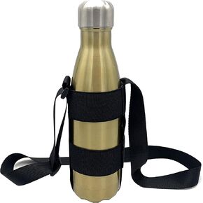 Wanty Water Bottle Carrier Sling Water Bottle Holder with Adjustable Shoulder Strap for Walking Short Hiking, Elastic Fastening Strap Fit for 12-40Oz (Exclude Water Bottle) (2 Elasticated Band)