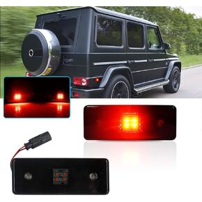 ADIIL Smoked Lens LED Side Marker Light Kit Compatible with 2015-2018 Mercedes W463 G-Class G550 G63 G65 AMG, Replace Front/Back OEM Sidemarker Lamps… (Rear Red Lights)