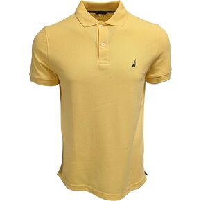 Nautica Mens Slim Fit Short Sleeve Solid Cotton Pique Polo Shirt (X-Large, Aspen Gold)