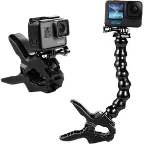 KINGKI Jaws Flex Clamp Mount Gooseneck Mount for GoPro Hero 12 Hero 11 Hero 10 Hero 9 Hero 8 Hero 7 Hero 6 Hero 5 Hero 4 Session Hero 3+ Hero 3 Akaso EK7000 Arlo Action Cameras