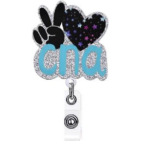 CNA Badge Reel Holder Funny Nurse Nursing Medical Acrylic Badge Reels Retractable for Nurses Cute Glitter Badge Clip RN LPN LVN ID Card Accessories Assistant Gifts