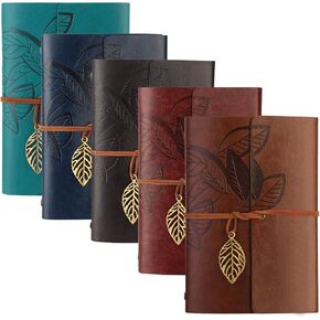 BEYONG Journals for Writing, Refillable Notebooks Set Leather Journal Bulks, Diary Gifts for Students Perfect Supplies for Work & School & Daily - 5 Pack, Blank Paper
