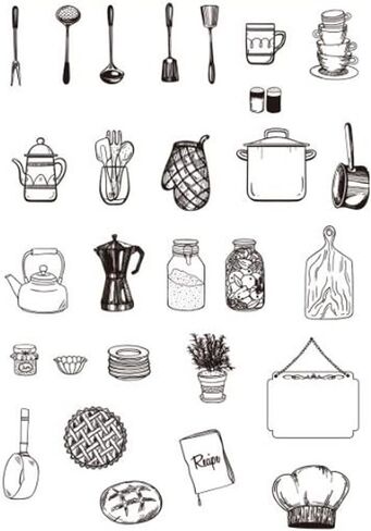 ملحقات الطبخ إبريق الشاي وعاء القهوة ختم واضح لصنع البطاقات الديكور وسجل القصاصات، ختم شفاف لحرف الألبوم النقش in Kuwait