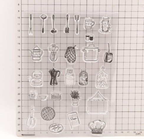 ملحقات الطبخ إبريق الشاي وعاء القهوة ختم واضح لصنع البطاقات الديكور وسجل القصاصات، ختم شفاف لحرف الألبوم النقش in Kuwait