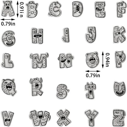 Halloween Clear Stamps for Card Making Halloween Monster Alphabet Words Clear Stamp for Decoration Scrapbooking, Halloween Transparent Rubber Stamps for Paper Card Photo Album Crafting Supplies in Saudi Arabia