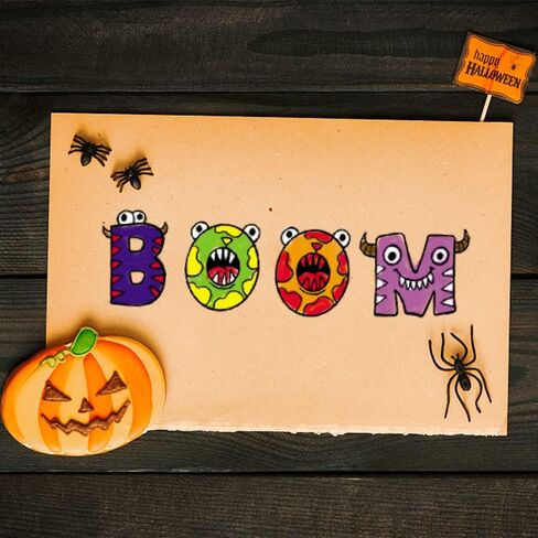 Halloween Clear Stamps for Card Making Halloween Monster Alphabet Words Clear Stamp for Decoration Scrapbooking, Halloween Transparent Rubber Stamps for Paper Card Photo Album Crafting Supplies in Saudi Arabia