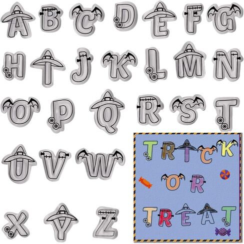 Halloween Clear Stamps for Card Making Halloween Monster Alphabet Words Clear Stamp for Decoration Scrapbooking, Halloween Transparent Rubber Stamps for Paper Card Photo Album Crafting Supplies in Saudi Arabia