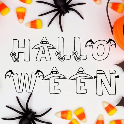 Halloween Clear Stamps for Card Making Halloween Monster Alphabet Words Clear Stamp for Decoration Scrapbooking, Halloween Transparent Rubber Stamps for Paper Card Photo Album Crafting Supplies in Saudi Arabia