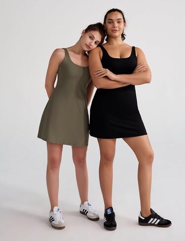 BEGOING Tennis Dress for Women Square Neck Workout Dress with Shorts and Removable Exercise Bra Golf 2 in1 Active Dresses in Saudi Arabia