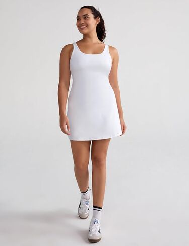 BEGOING Tennis Dress for Women Square Neck Workout Dress with Shorts and Removable Exercise Bra Golf 2 in1 Active Dresses in Saudi Arabia