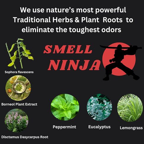 SMELL NINJA - for STUBBORN CAR ODORS, SMELLY SHOES AND SWEATY FEET. A Blend of Unique Herbs & Oils formulated to eliminate strong Odors. Natural Antiperspirant Fast Acting Deodorizer Odor Remover in Saudi Arabia