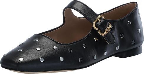 Sam Edelman Women's Michaela Stud Mary Jane Flat, Black Leather, 9 in Saudi Arabia