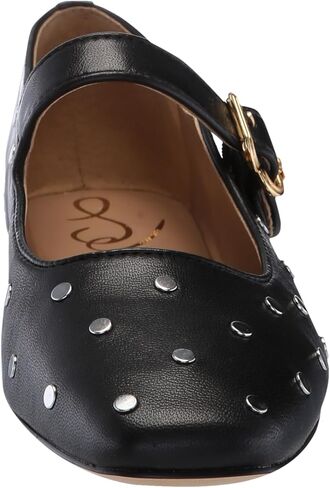 Sam Edelman Women's Michaela Stud Mary Jane Flat, Black Leather, 9 in Saudi Arabia