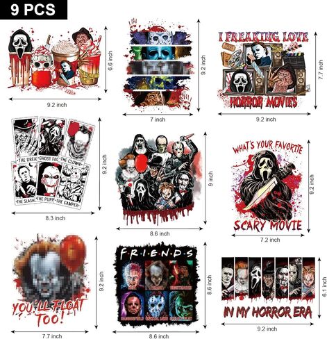 BANBBUR 9 Sheets Halloween Iron on Transfers for T-Shirts,DTF Vinyl in Saudi Arabia