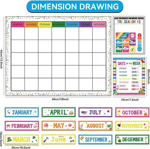 Safari Jungle Animal Calendar Bulletin Board Set Simply CTP Bulletin Board Calendar Seasons Weather Chart Animal Classroom Decoration with Season, Weather and Days of the Week Chart Back to School in Saudi Arabia