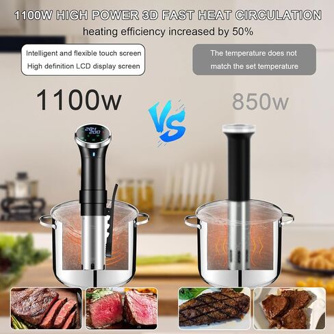 آلات طباخ Ling Liu Sous Vide، جهاز طهي غمر Sous-Vide، طباخ Suvee مع واي فاي والتحكم في التطبيق في درجة الحرارة والوقت والتحكم في العرض الرقمي (1100 واط) in Kuwait