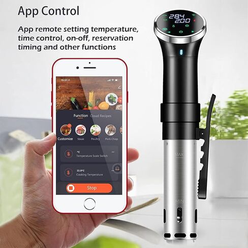آلات طباخ Ling Liu Sous Vide، جهاز طهي غمر Sous-Vide، طباخ Suvee مع واي فاي والتحكم في التطبيق في درجة الحرارة والوقت والتحكم في العرض الرقمي (1100 واط) in Kuwait
