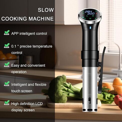 آلات طباخ Ling Liu Sous Vide، جهاز طهي غمر Sous-Vide، طباخ Suvee مع واي فاي والتحكم في التطبيق في درجة الحرارة والوقت والتحكم في العرض الرقمي (1100 واط) in Kuwait