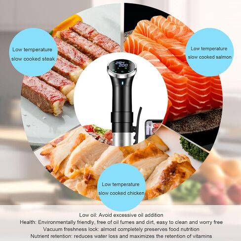 آلات طباخ Ling Liu Sous Vide، جهاز طهي غمر Sous-Vide، طباخ Suvee مع واي فاي والتحكم في التطبيق في درجة الحرارة والوقت والتحكم في العرض الرقمي (1100 واط) in Kuwait